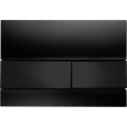 TECEsquare, панель смыва с двумя клавишами стеклянная, цвет: стекло черное, клавиши черные