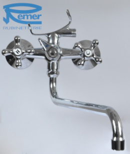 Смеситель Remer для ванны длинный нос RR 04ex CROSS резин. кран-букса