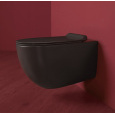 SIMAS Vignoni Унитаз подвесной безободковый 56*36,5см, с черным сиденьем микролифт, фурнитура хром