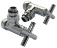 Вентиль для полотенцесушителя Aquanet 3/4" x 1/2"г/ш, угловой крест, отражатель SMT8200SCH0405/2C