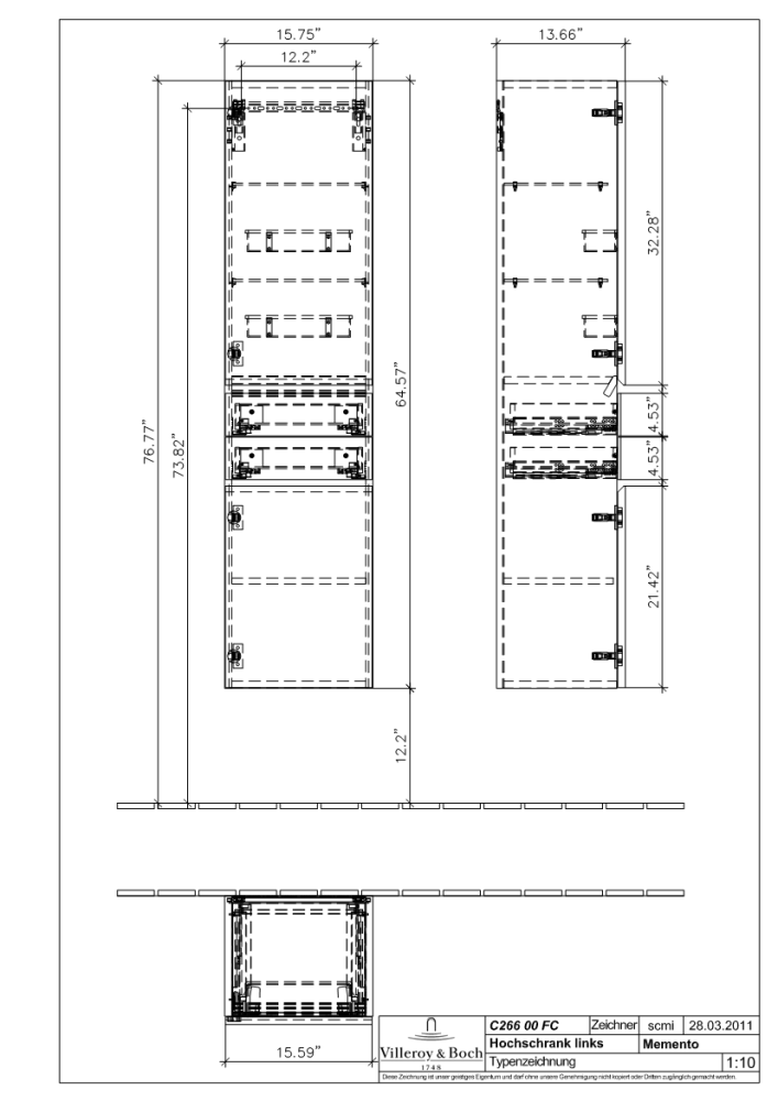 Колонна подвесная Venticello A95104E8 петли слева