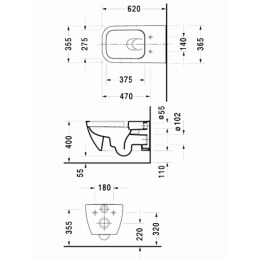 Подвесной унитаз Duravit Happy D.2 2550090000, белый