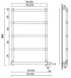 Фото Полотенцесушитель электрический Margaroli Sole 542-5 5424705, высота 84 см, ширина 57 см