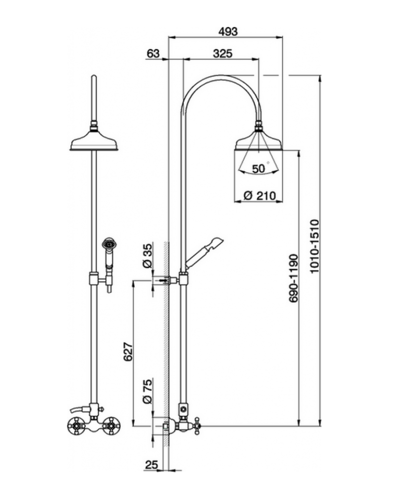 Фото Душевая система Cisal Arcana Ceramic AC00405221, хром