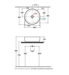 Раковина накладная Globo Le Pietre (GE048.PG) Гранит (серый)
