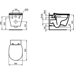 Промо-комплект 4 в 1 Ideal Standard с безободковым подвесным унитазом E822301 CONNECT Rimless с сиде