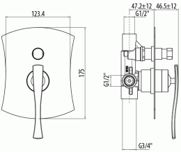 Фото Смеситель для ванны 4334/43C0cr Icarus GATTONI