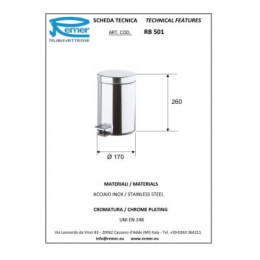 Remer Universal RB501CR Ведро для мусора 3 литра (хром)
