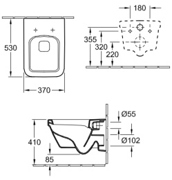 Инсталляция Tece с безободковым унитазом Villeroy&Boch Architectura 5685 HR01 alpin, сиденье микроли