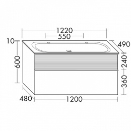Тумба с раковиной 120 см Burgbad Fiumo SFXO122F3956FOT45G0200C0001*2, белый