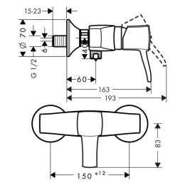 Смеситель для душа 31360090 Hansgrohe Metropol Classic (хром, золото)