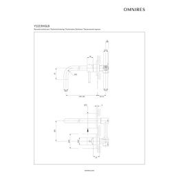 Omnires Y brushed gold Y1215HGLB Смеситель для умывальника скрытого монтажа (брашированное золото)
