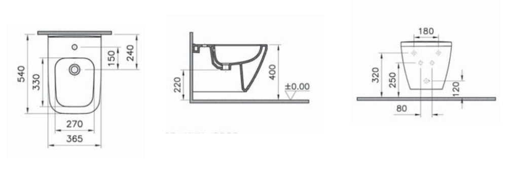 Фото Подвесное биде Vitra Integra Square (7083B003-0288) белый