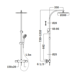 Душевая стойка Teka Itaca (67237020G2) золото
