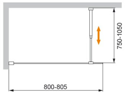 Фото Душевая перегородка Cezares Liberta-L-2-80-BR-Nero 80 x 195 см, стекло бронза, профиль черный