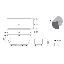 Antonio Lupi Biblio BIBLIO21 Bianco/cr Ванна встраиваемая 180х90х53.5см, цвет: белый