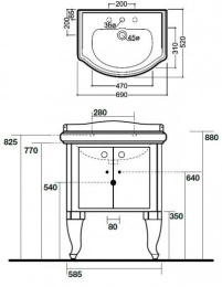 Фото Kerasan Retro 7361K2 Тумба под раковину на 69 см