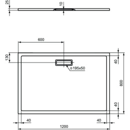 Ультратонкий акриловый прямоугольный душевой поддон 1200x800x25 мм Ideal Standard ULTRAFLAT NEW T446