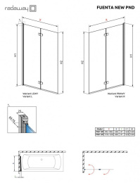 Шторка на ванну Radaway Fuenta New PND 100 L профиль Хром стекло прозрачное 208210-01L
