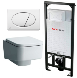 Инсталляция Alcaplast с безободковым унитазом Laufen Pro S 8.2096.1.000.000.1, сиденье стандарт клав