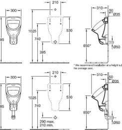 Фото Писсуар 75260001 VILLEROY&BOCH O'NOVO, 300x530х310 мм