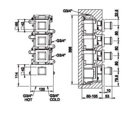 Фото Внешняя часть термостатического смесителя Gessi Eleganza (46226#031) хром