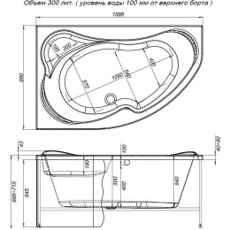 Акриловая ванна 160x100 Aquanet (00187413), асимметричная