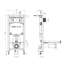 Инсталляция Jacob Delafon с унитазом Jacob Delafon Struktura E21741RU-00, тонкое сиденье с микролифт