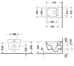 Инсталляция Geberit с безободковым унитазом Duravit ME by Starck 458.125.21.1/45290900A1/0020090000,