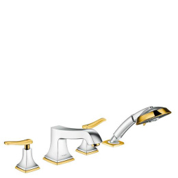 Смеситель на борт ванны на 4 отверстия 31441090 Hansgrohe Metropol Classic (хром, золото)