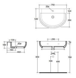 Подвесная раковина Galassia El1 (9861)