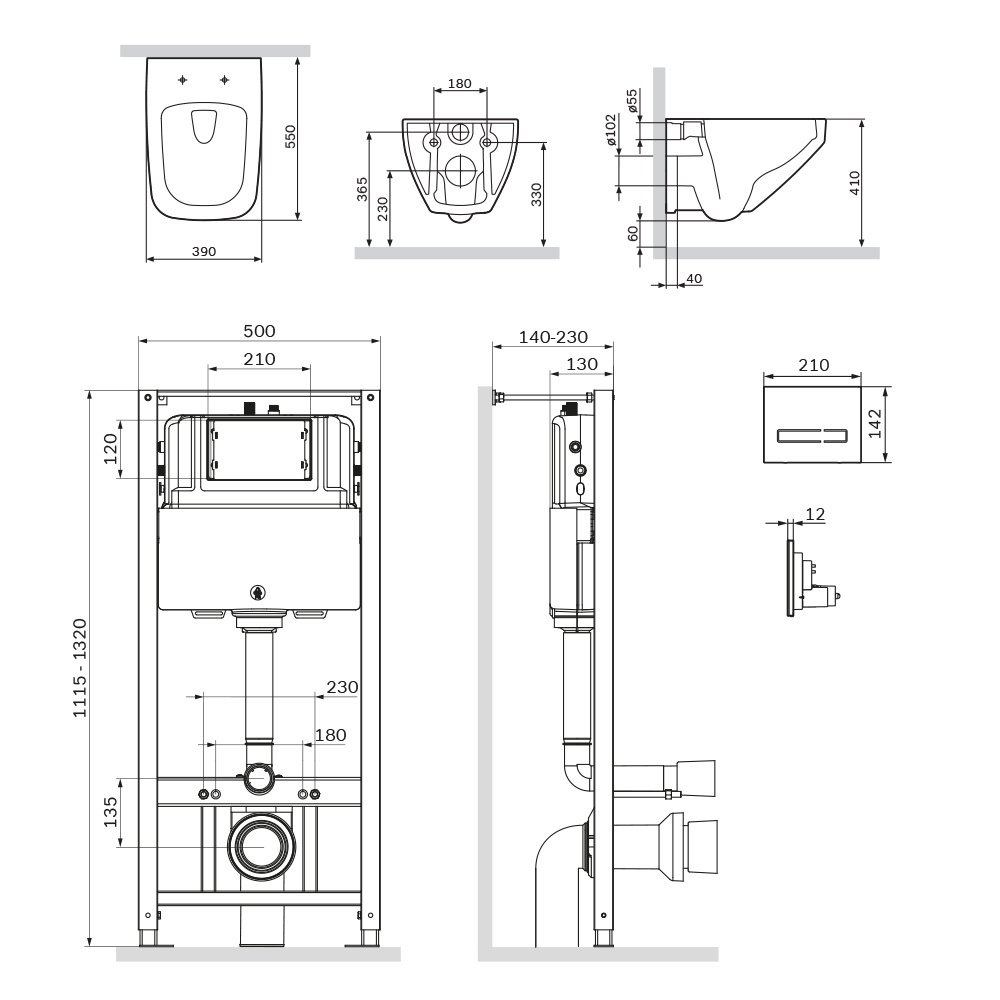 Инсталляция + унитаз + клавиша Am.Pm Inspire 2.0 (IS450A38.50A1700) синий