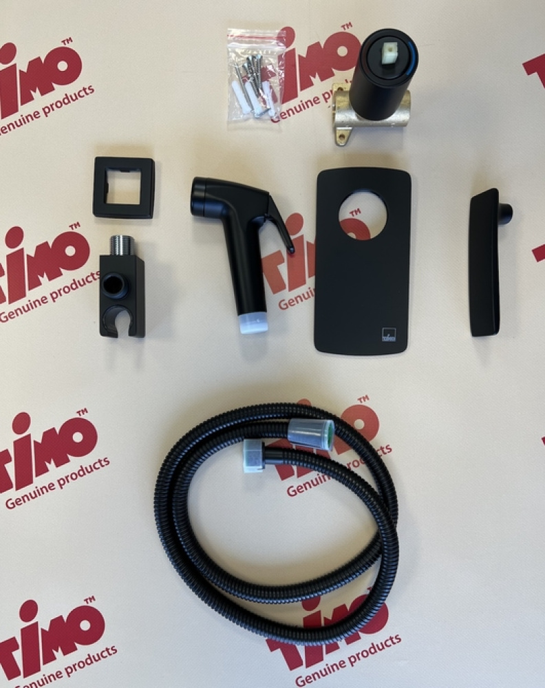 Фото Смеситель встроенный с гигиеническим душем Timo Helmi 4089/03SM черный