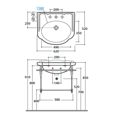 Консоль для раковины Globo Paestum (PASC57) хром