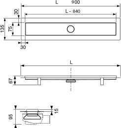 Фото Душевой лоток TECE Linus 15103090 90 см (2в1)