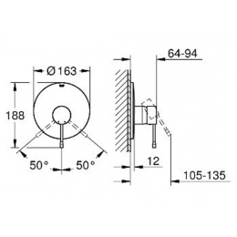 Grohe Essence New 19286GL1 Смеситель для душа, встраиваемый без подключения шланга