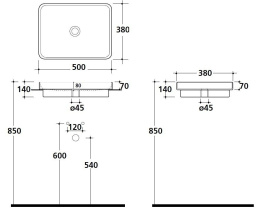 Фото Раковина встраиваемая 50 см Galassia Meg11 (5417NE)