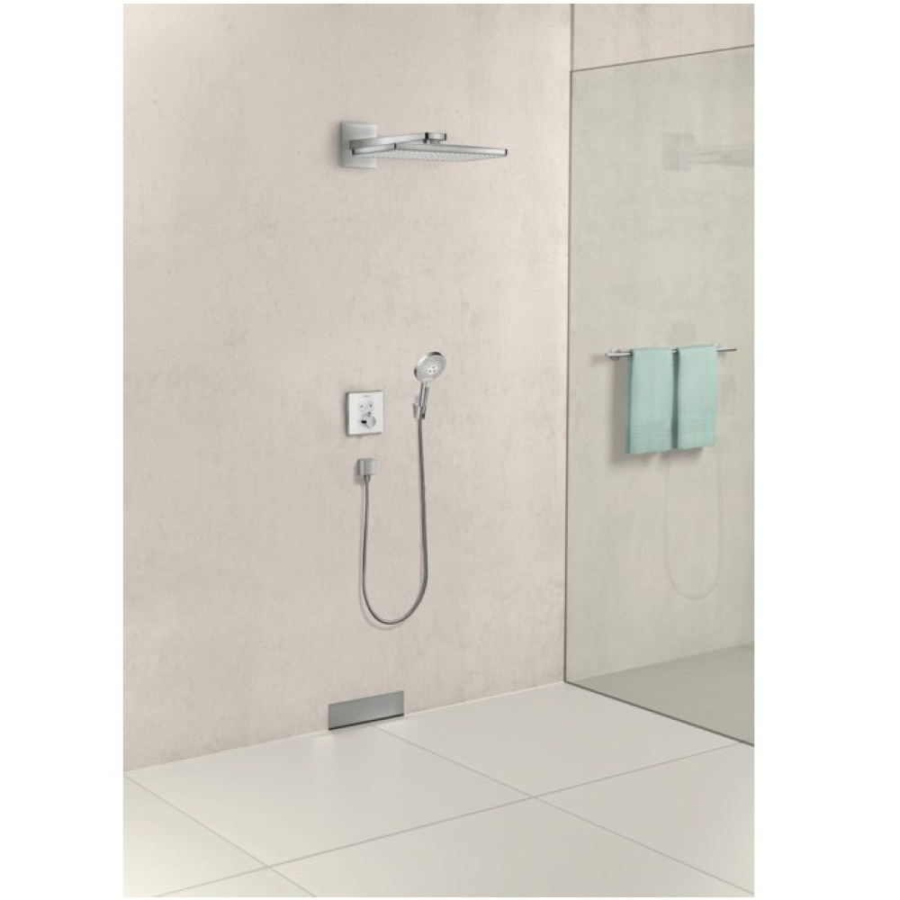 Термостатический смеситель для душа 15738600 Hansgrohe ShowerSelect Glass (черный, хром)