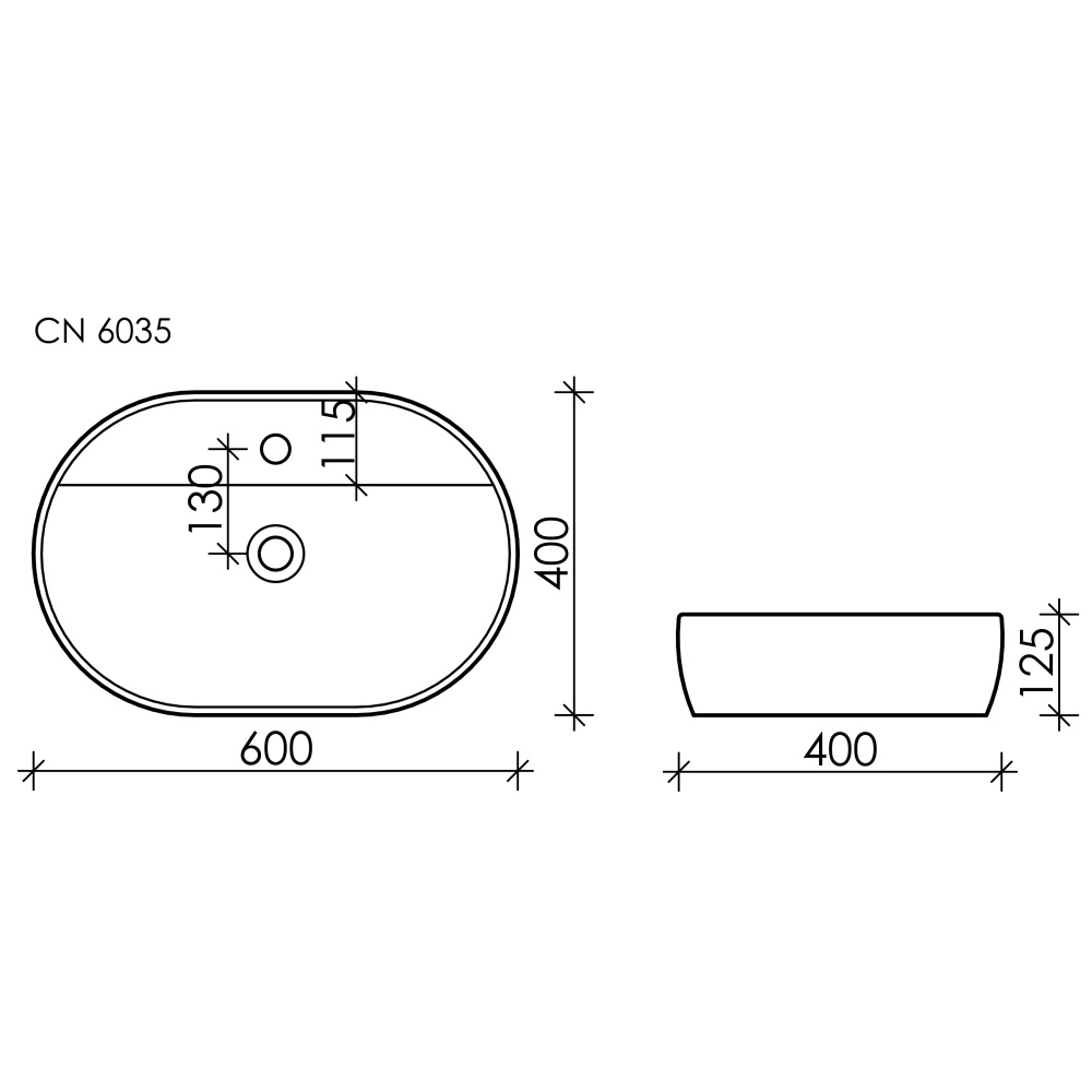 Накладная раковина Ceramicanova Element CN6035 Овал 60 см