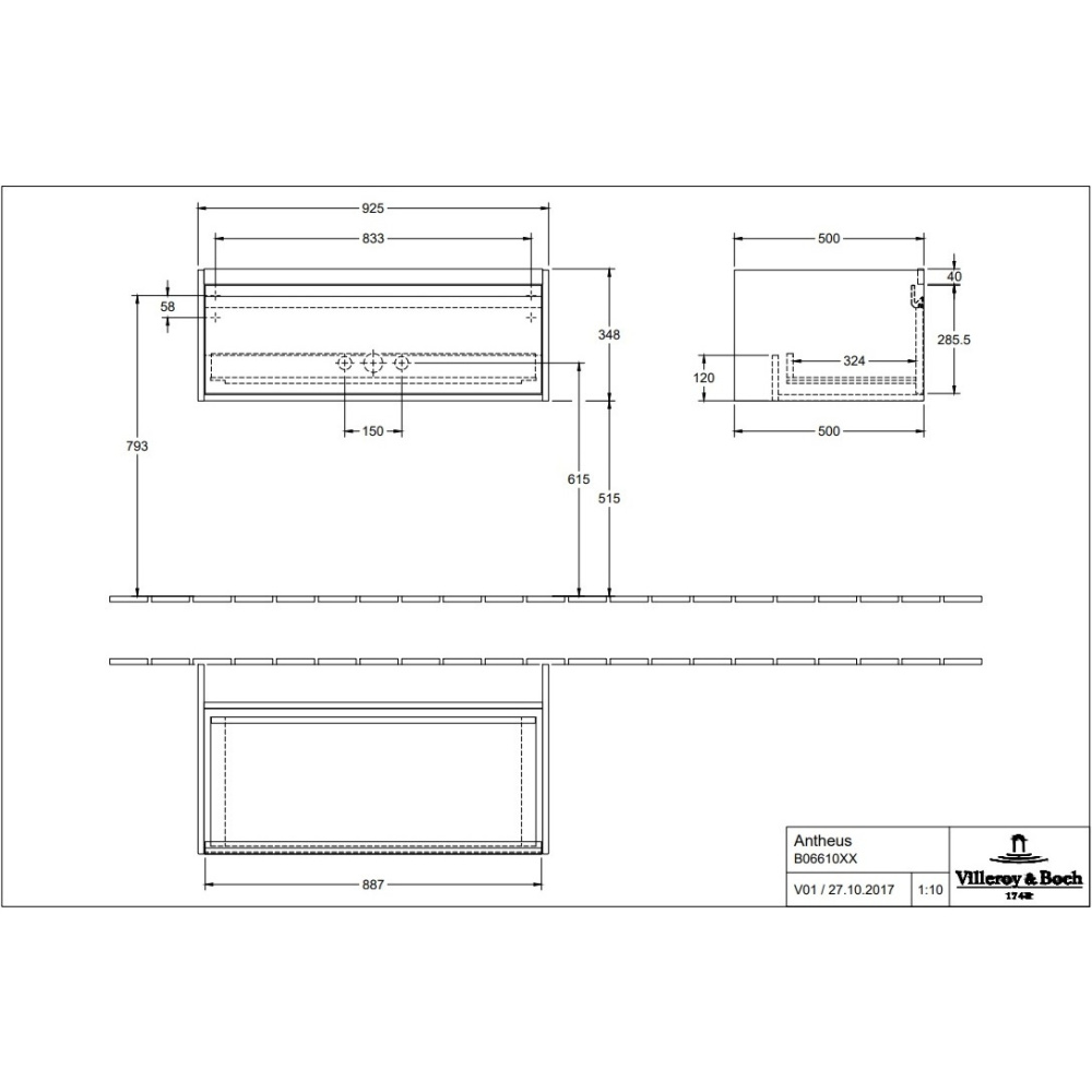 Villeroy Boch ANTHEUS B06610PV Тумба под раковину (цвет американский орех)