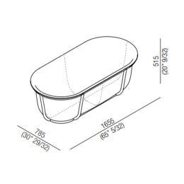 Agape Cuna AVAS1079ZE Ванна отдельностоящая 165x78.5x52 см, с черной металлической структурой, цвет: