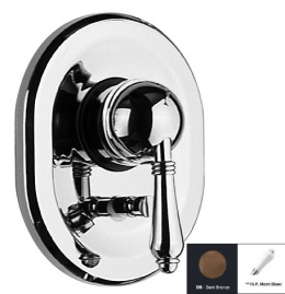 Фото Смеситель Nicolazzi Classico 3460DB76 для ванны/душа, темная бронза, ручки P.M. BLANC