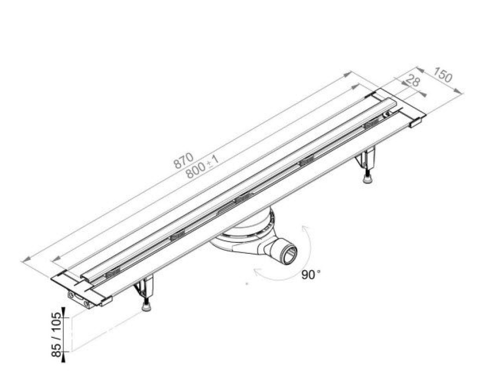 Фото Душевой лоток PREVEX Easy Line (EL-CLPL08N-001)