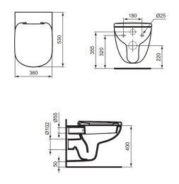 Инсталляция Ideal Standard PR0405PR: ProSys Frame 120 M R020467 с унитазом Tempo Rimless T040501, си