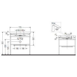Консоль напольная с умывальником Duravit Happy D.2 Plus HP4837O2222, белый