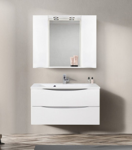 Зеркальный шкаф BelBagno Marino MARINO-SPC-1000/750-2A-BL-P, 100 х 75 см, с LED-подсветкой, Bianco L