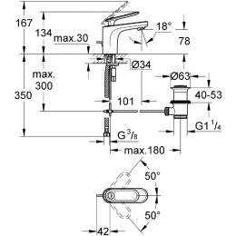 Смеситель Grohe Veris 32183KS0 для раковины DN 15, черный бархат