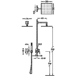 Фото Душевая система Tres Project (21198091NM) черный, матовый