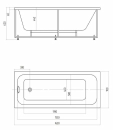 Акриловая ванна 165x70 Aquatek (MIY165-0000001), прямоугольная
