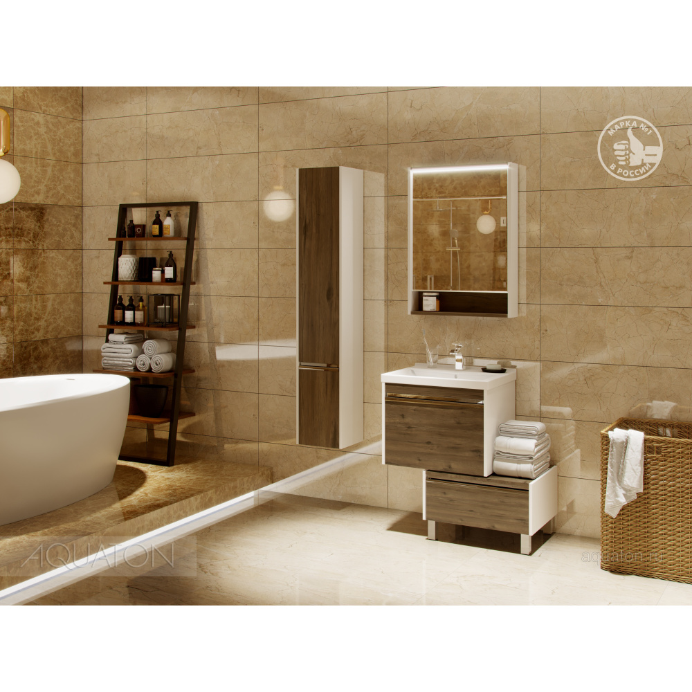 Шкаф - колонна Aquaton Капри левый таксония темная 1A230503KPDBL